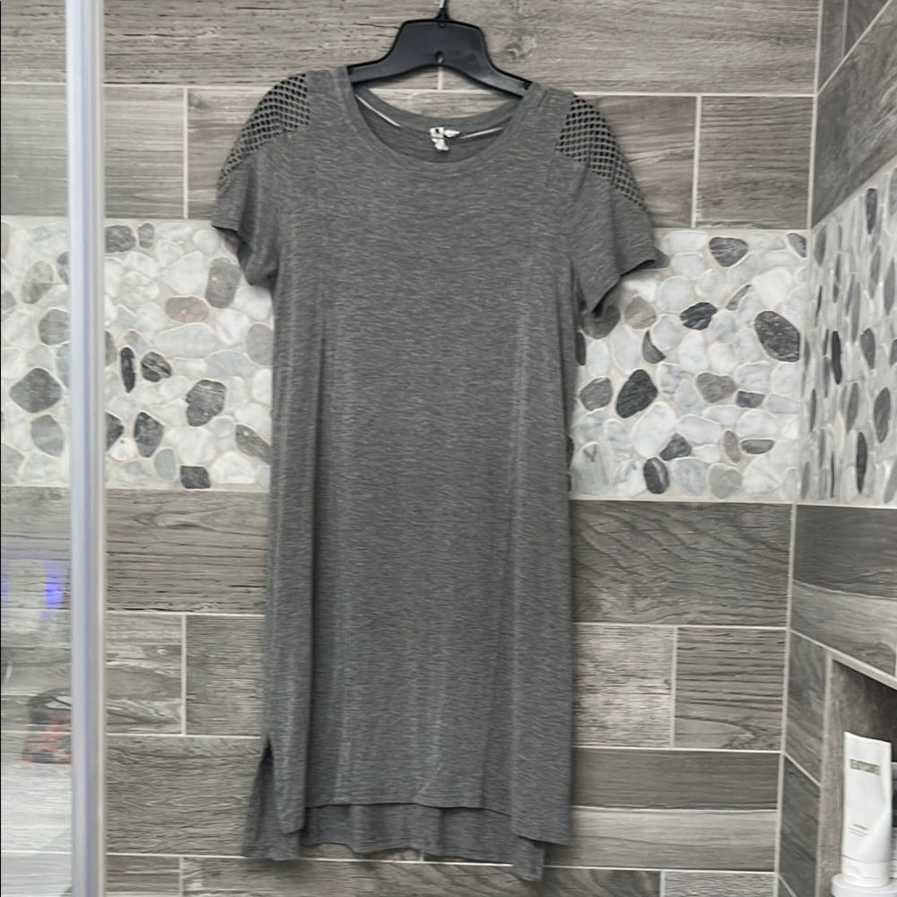 Cable & Gauge Gray Dress with Mesh Detail